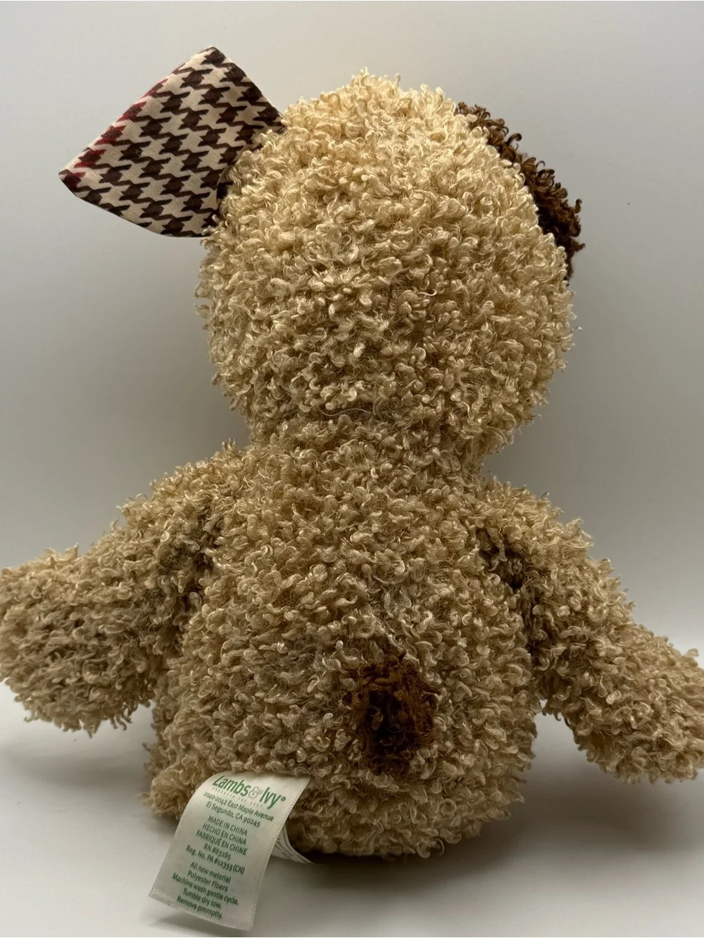 Lambs & Ivy  #203020 “Wilson” The Shaggy Dog With Houndstooth 2012 Plush (PL-42)